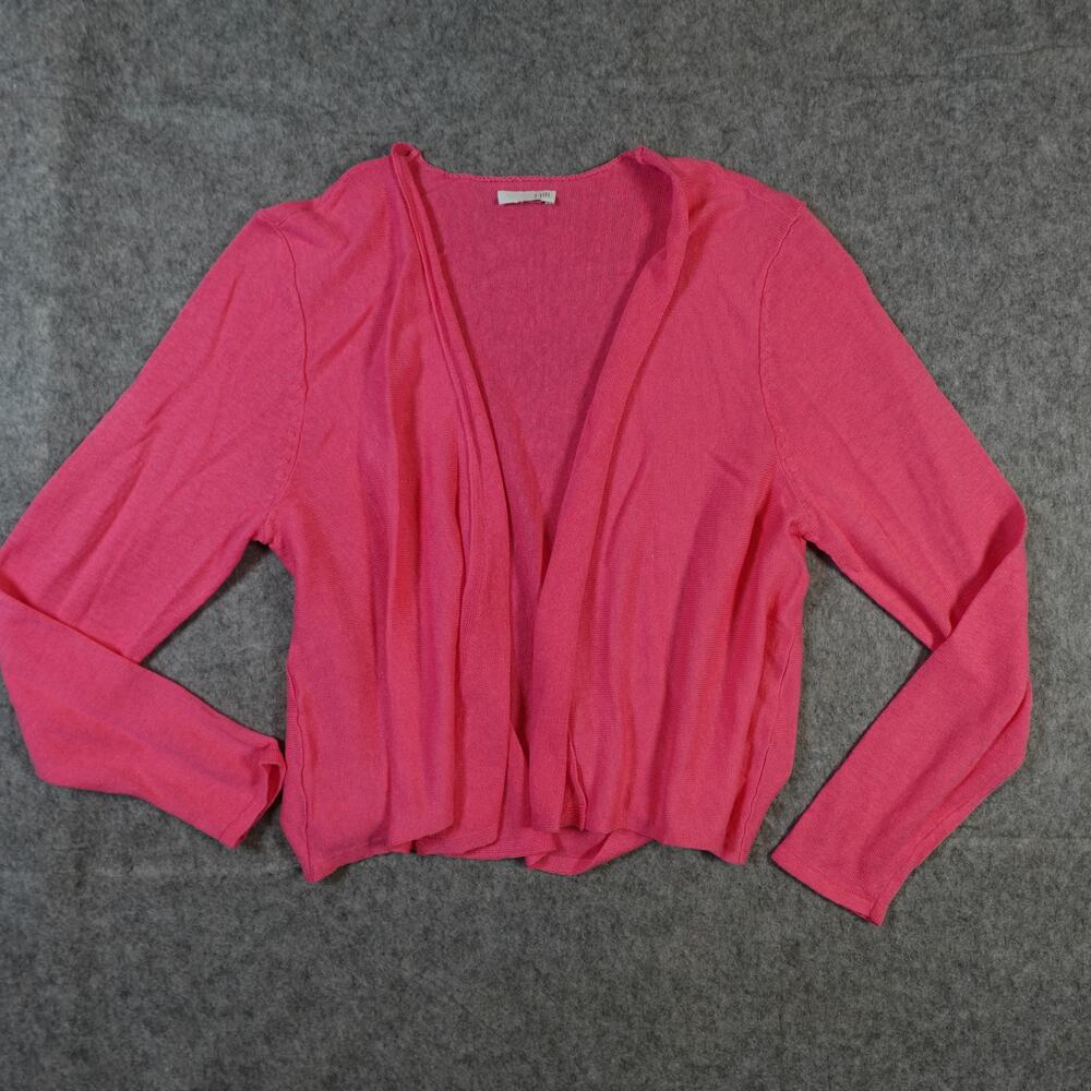 J. Jill Cardigan Womens XS/S? Linen Open Front Knit Beachy Lagenlook‎ Pink Crop